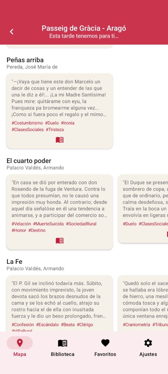 Captura de la app Journamee mostrando varios reclamos en un escaparate de Passeig de Gràcia